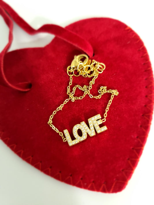 Bracelet "Love" doré et strass