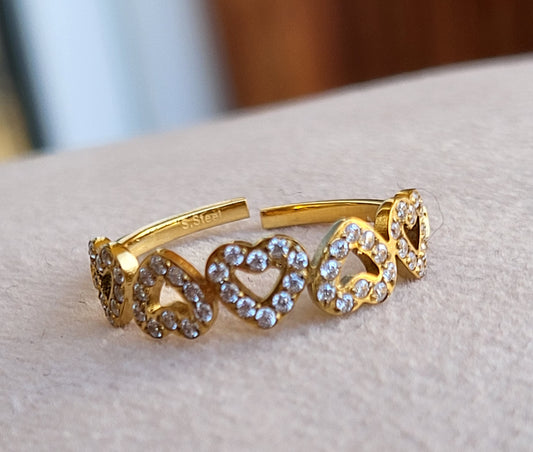 Bague farandole de coeur en zirconium